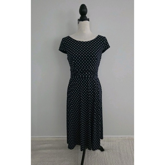 Connected Apparel Lisa dress Size 6 polka dot black white Classy, Work - Picture 1 of 7